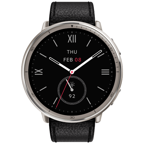 Amazfit Active 2 Round Zwart (Zwarte Leren Band)