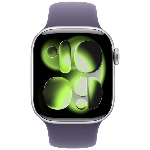 Apple Watch Series 11 42mm Zilver (Paarse Rubberen Band S/M)