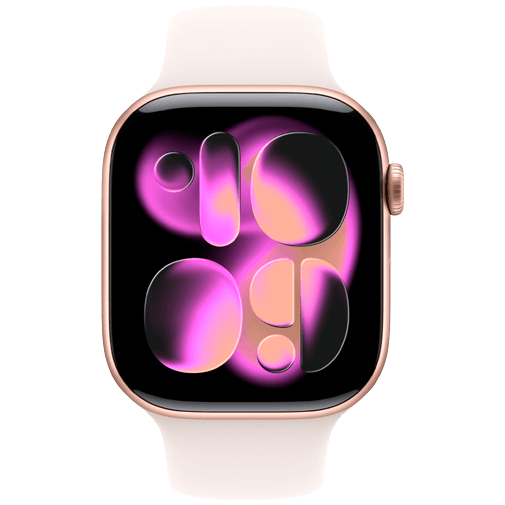 Apple Watch Series 11 46mm 5G Goud (Lichtroze Rubberen Band S/M)