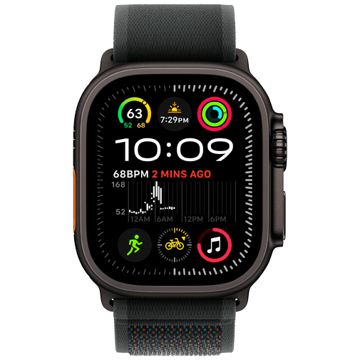 Apple Watch Ultra 2 Zwart (Zwarte Textiel Band M/L)