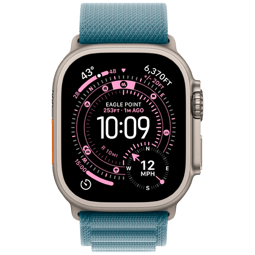 Apple Watch Ultra 3 49mm Titanium (Blauwe Nylon Band M)
