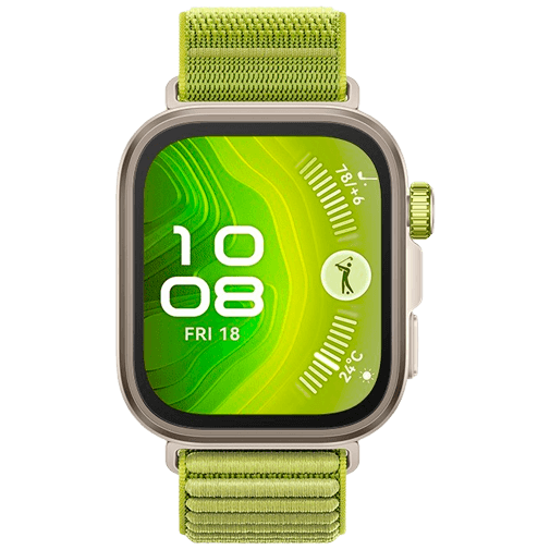 Huawei Watch Fit 4 Pro Goud (Groene Nylon Band)
